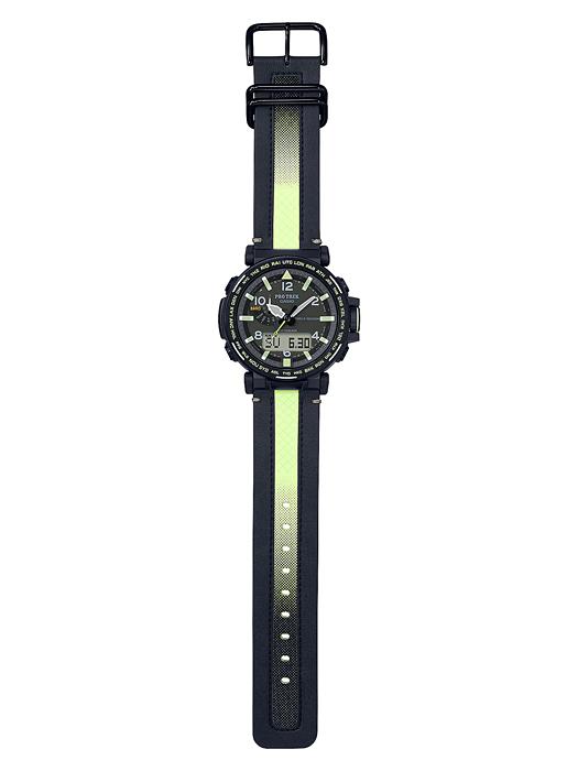 Casio Мужские часы Pro Trek из нержавеющей стали, водонепроницаемость 100 м, цифровой будильник, кварцевые часы PRG-650YL-3