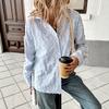 Autumn New Diamond-patterned Fringed Jacquard White Striped Cardigan Shirt Jacket for Women