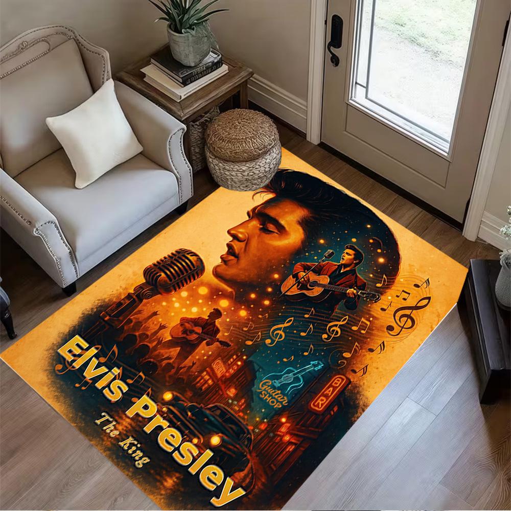 Elvis Presley: Rock Roll Floor Mat Suitable for Outdoor Hallway Dining Room Kitchen Anti-slip Rug Office home decor Gift for Festivals