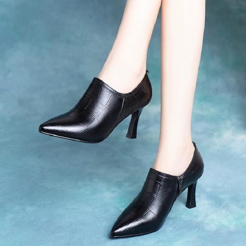 Botas De Mujer Women Cool Navy Blue High Quality Spring & Autumn Short Ankle Boots Lady Fashion Sweet Red Shoes A275