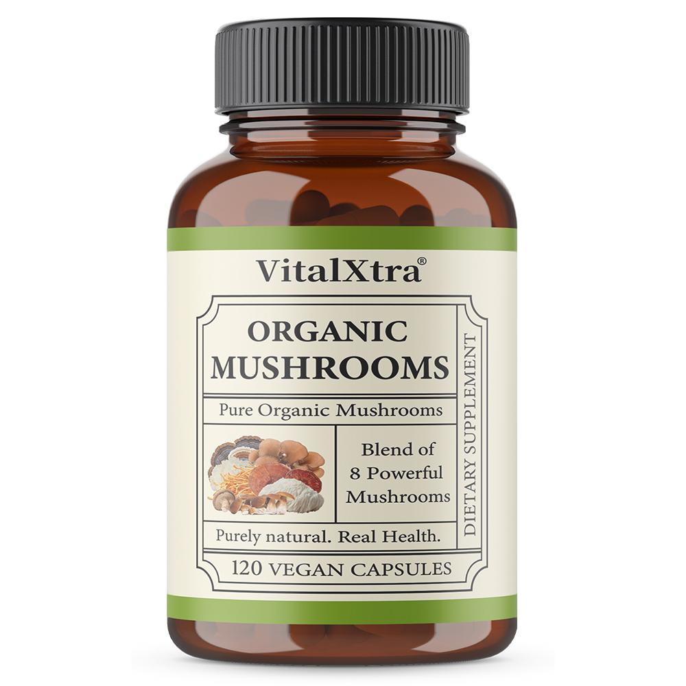 Organic 8 Mushroom Complex Blend 120 Vegan Capsules Dietary Supplement