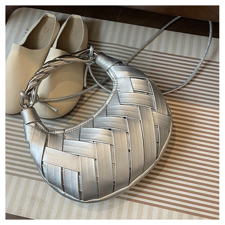 Плетеная сумка Bird's Nest женская сумка 2024 осень легкая роскошная модная универсальная портативная сумка-полумесяц на одно плечо сумка через плечо с пельменями