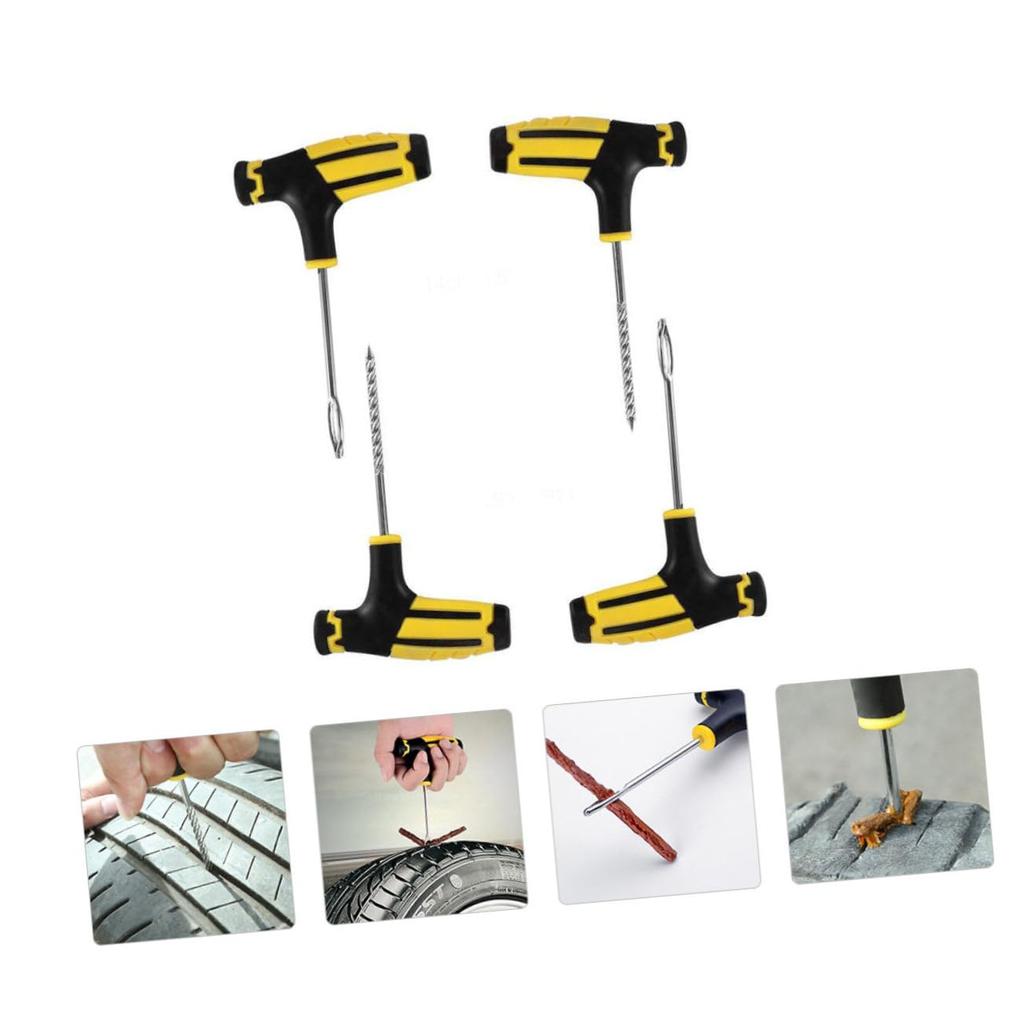 Beatifufu 4 Pack Professional Tire Repair Tool Set Tire Puncture Repair Device Spiral Insert Tool for Quick Repair