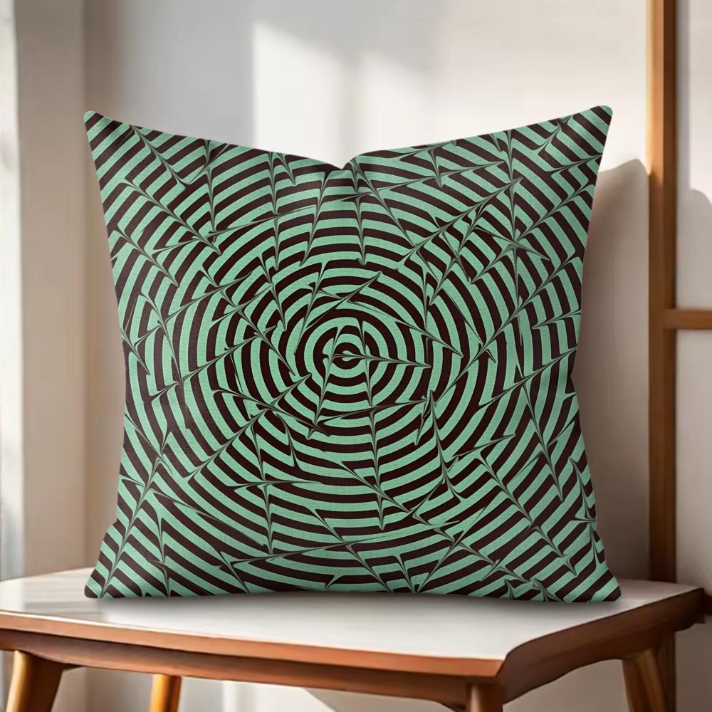 Optical Illusion Circular Radial Cushion Cover Natural Linen Organic Fabric DoubleSided Printing Couch Pillow Covers Home Decor
