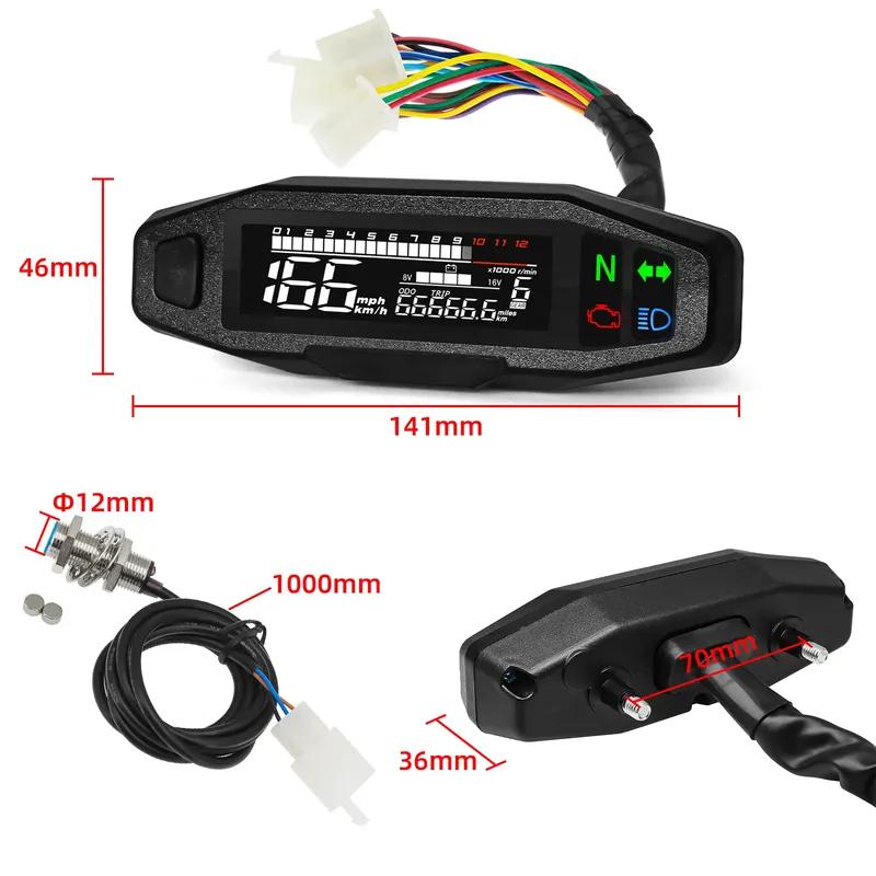 Waterproof Speedometer Motorcycle Universal LED Digital Dashboard Km/h MPH Odometer Meter Motor Gauge Sensor with Y/Z/W Bracket