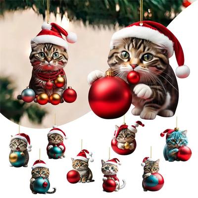 1-20 шт. Рождественская шапка Кошачьи шармы Подвески на рождественскую елку Шармы для автомобиля Автомобильные подвески Украшения Принадлежности для рождественской вечеринки Наружный декор