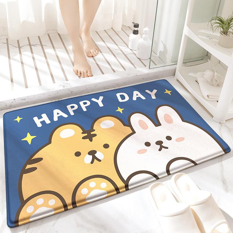 Cartoon Animal Bath Mat Diatom Mud Carpets Non Slip Shower Room Entrance Floor Foot Mats Home Toilet Kitchen Indoor Decor Rug