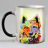 Cute Pop Art Dogs Heat Reveal Coffee Mug, Ceramic Color Changing, Magic Milk Tea Cup, Surprised Gift, 11oz
