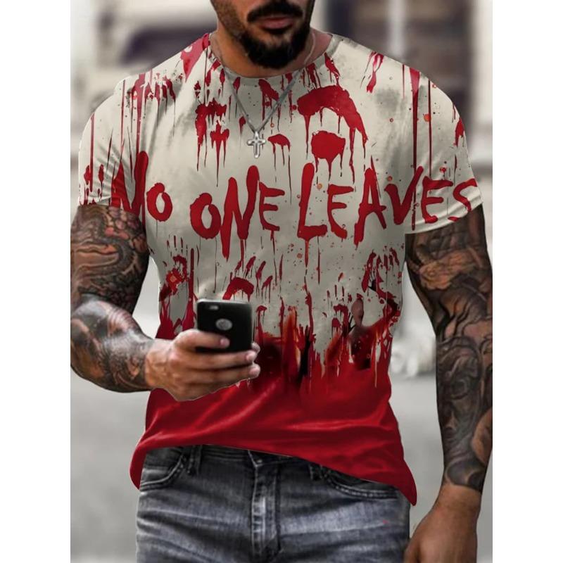 Футболка с 3D-принтом и рисунком пятна крови для мужчин, модная дышащая футболка с коротким рукавом и круглым вырезом, трендовая мужская одежда в стиле ретро, мужская футболка