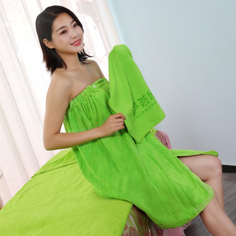 300g Absorbent Bath Skirt Towel - Wearable Bathrobe In Gray, White, Green, Purple