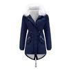 Women's Plus Velvet Hooded Collar Winter Mid-length Warm Coat Large Size Loose And Comfortable Cotton Jacket