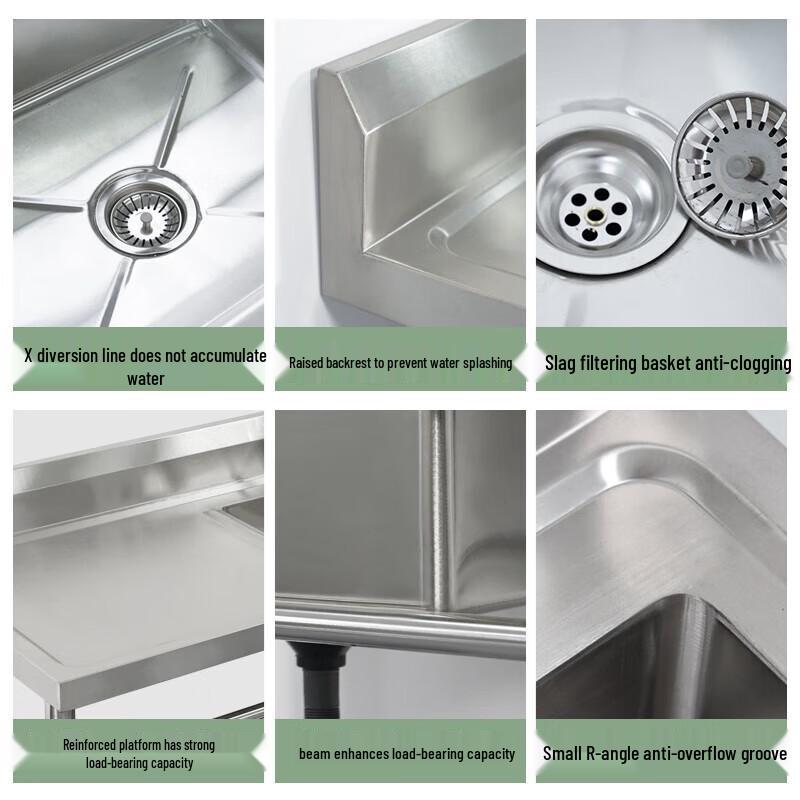 CHENDU Commercial Single Bowl Stainless Steel Sink with Right Drainboard