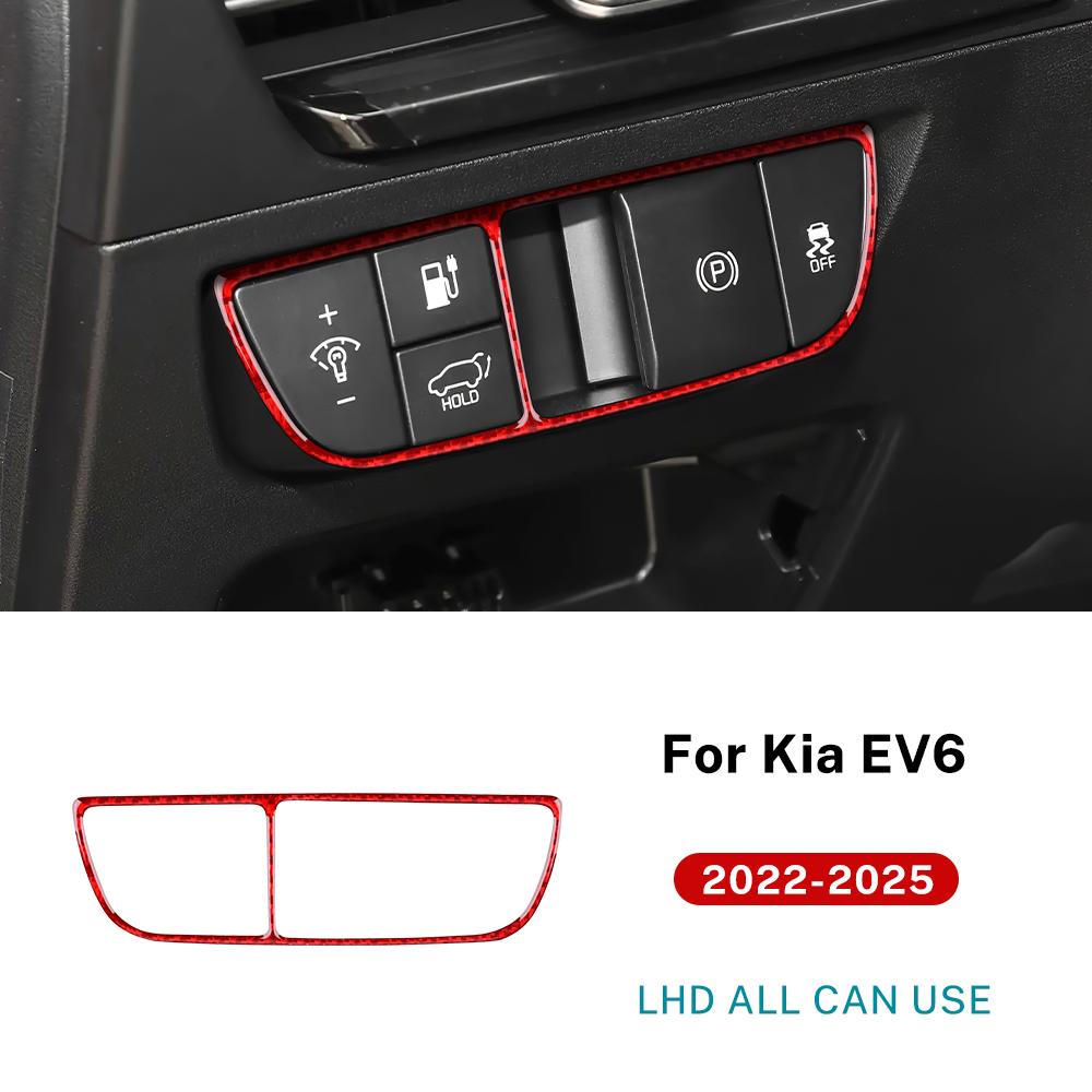 Real Soft Carbon Fiber Sticker For Kia EV6 GT EV 2022 2023 2024 2025 LHD RHD Car Headlight Button Switch Decor Interior Trim