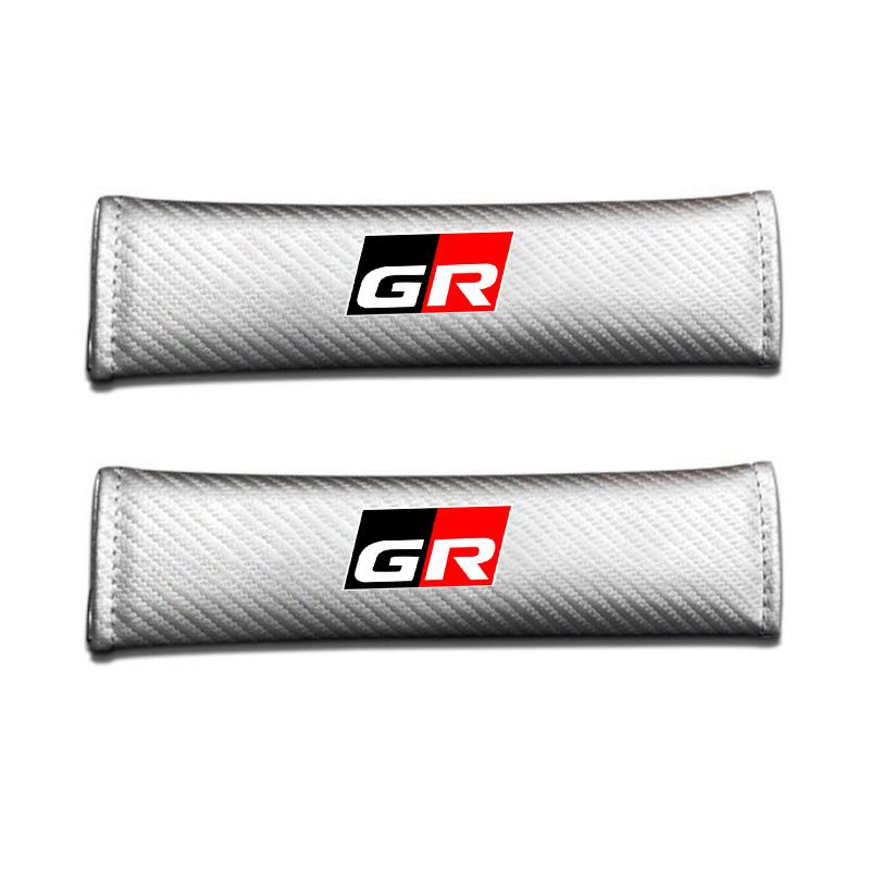 XBWF1 For Toyota GR 86 Supra Yaris RAV4 Prius Corolla C-HR Auris TRD 2pcs Carbon Fiber Leather Safety Belt Shoulder Cover Accessories