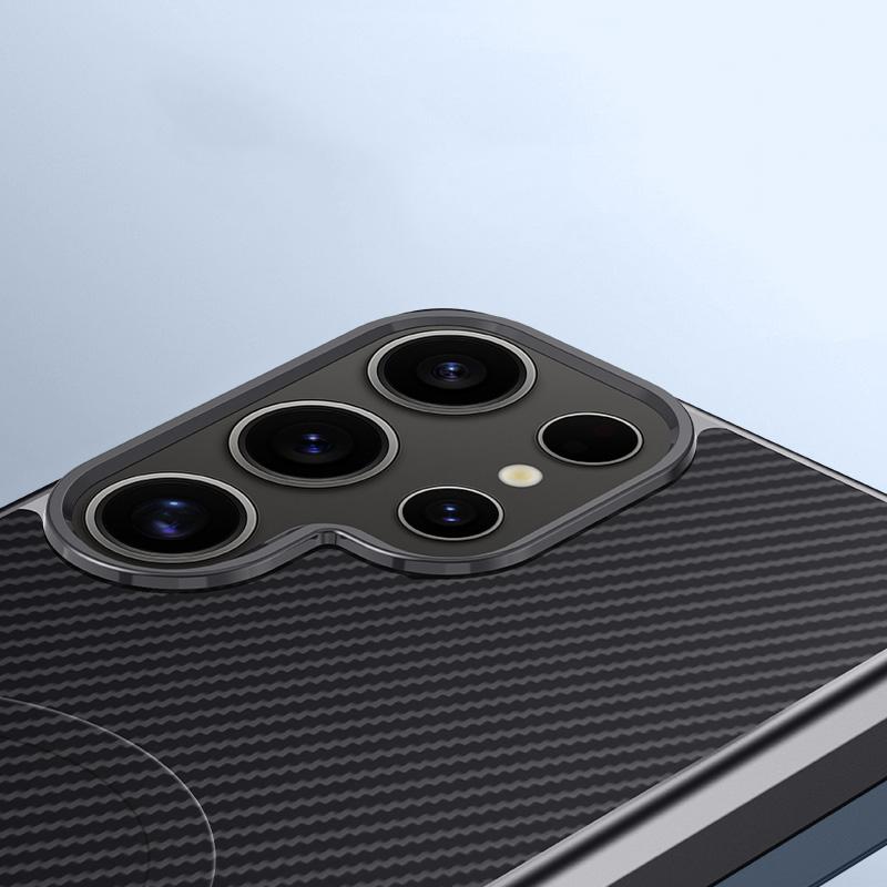 Мягкий магнитный чехол с текстурой из углеродного волокна для Samsung S25 Ultra S24 Plus S23 TPU гибридный силиконовый противоударный тонкий чехол для беспроводной зарядки
