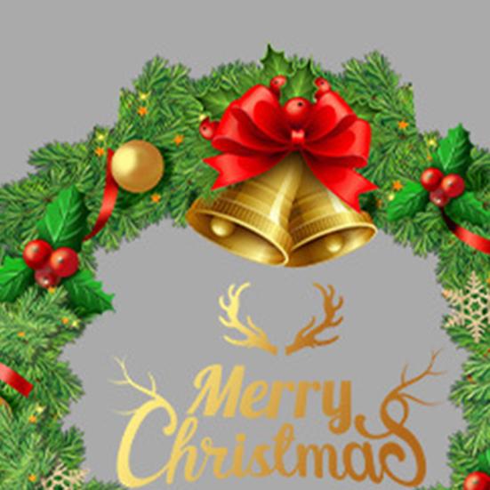 Christmas Window Clings Large Christmas Wreath Decals with Bow Bells Balls