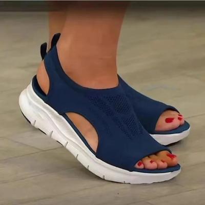 Модные женские летние сетчатые повседневные сандалии женские туфли на танкетке на мелкой платформе женские легкие удобные туфли без застежек больших размеров