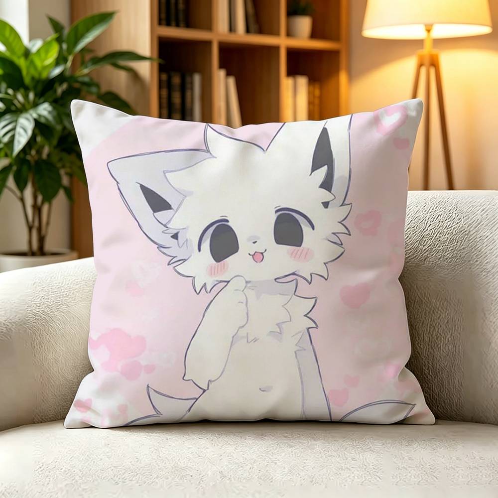 B-Boykisser Silly Cat Viral Meme Cartoon Square Double-Sided printed Pillow Case Bedroom Bedside Pillow Sofa Cushion Cover