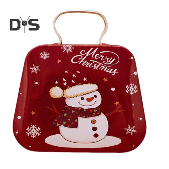 Рождественская коробка для конфет с ручкой, мини-железная сумка, снеговик, Санта, держатель для закусок, рождественские сувениры, праздничный контейнер для хранения сладостей