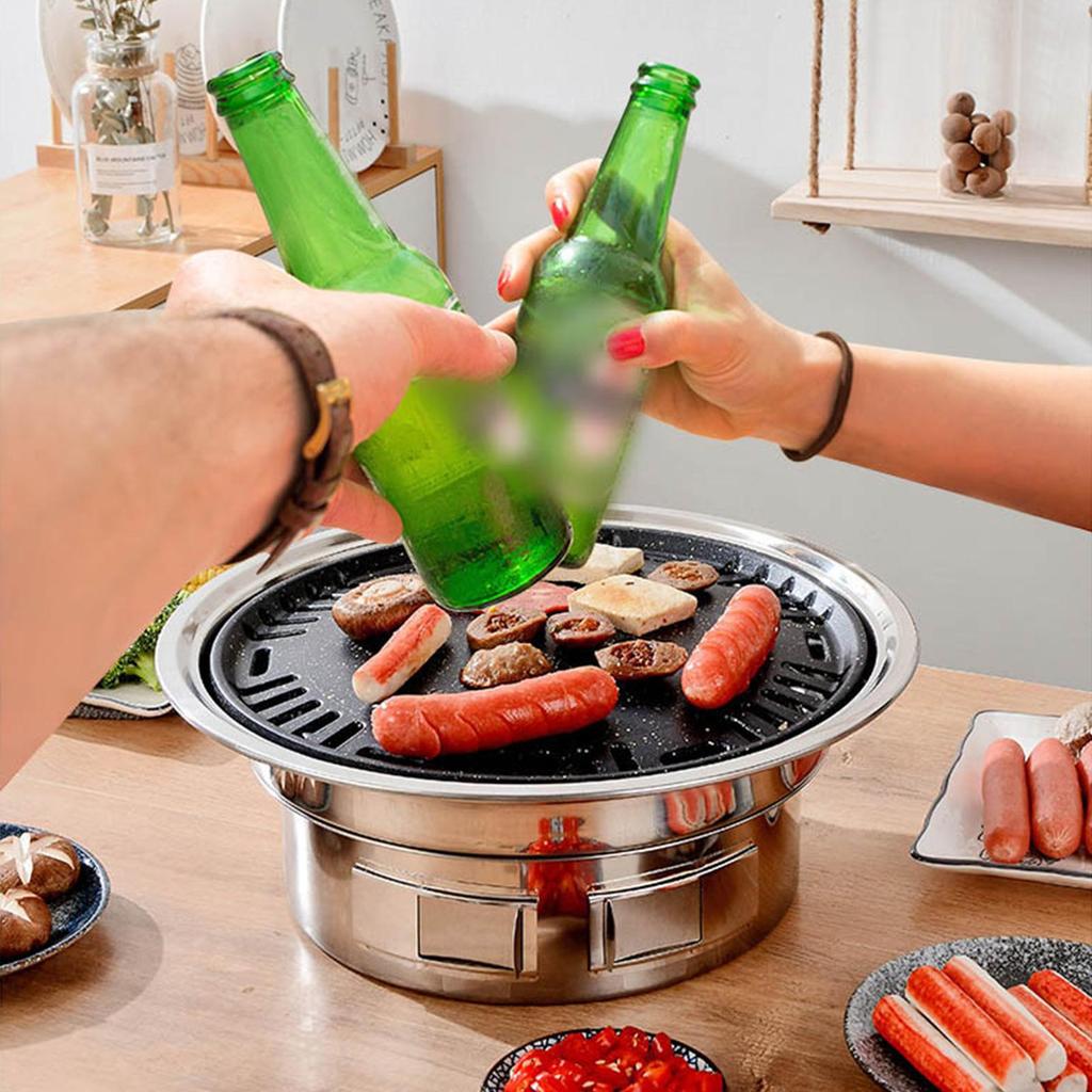 13-дюймовый корейский гриль-барбекю, многофункциональный угольный гриль для барбекю, круглый гриль для кемпинга, настольная плита