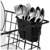 Люксовая черная стальная сушилка для посуды из нержавеющей стали с поддоном для слива, съемная подставка для столовых приборов | Подставка-корзина для сушки тарелок (черный), 55.3 x 37 x 23 см