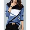 Women's T Shirts Geometric Contrast Print Female Loose Long Sleeve Elegant Harajuku O Neck T Shirts Lady Autumn Winter