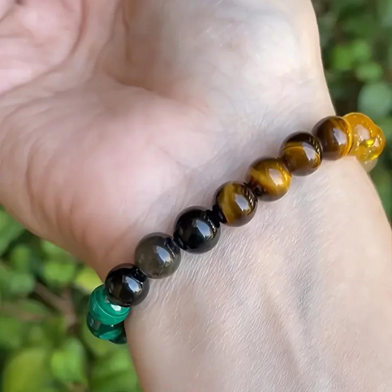 New Year Gift Bracelet 2025 Attracting Good Luck Money Health Green Peacock Stone Tiger Eye for Men And Women Christmas Jewelry