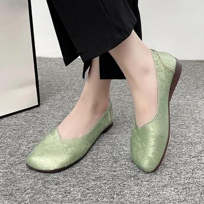 2024 Новые популярные удобные женские туфли с квадратным носком и неглубоким носком, однотонные удобные женские туфли на плоском каблуке