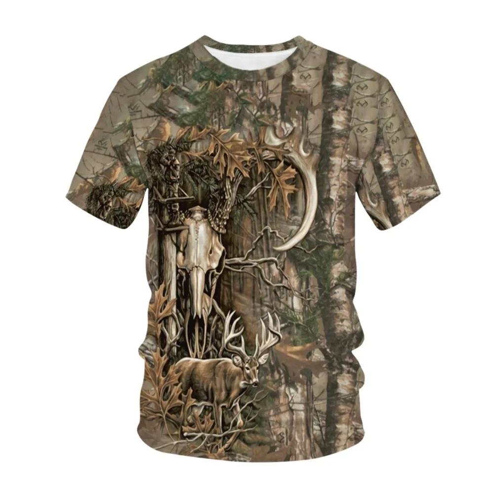 Men Hunting Camouflage T-Shirt Summer Short Sleeve 3D Print Streetwear Luxury Casual Top Clothes