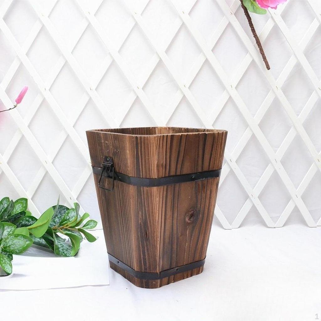 Wooden Barrel Planter Flower Pot Birthday Gift Plant Container Rustic for Indoor and Outdoor Patio