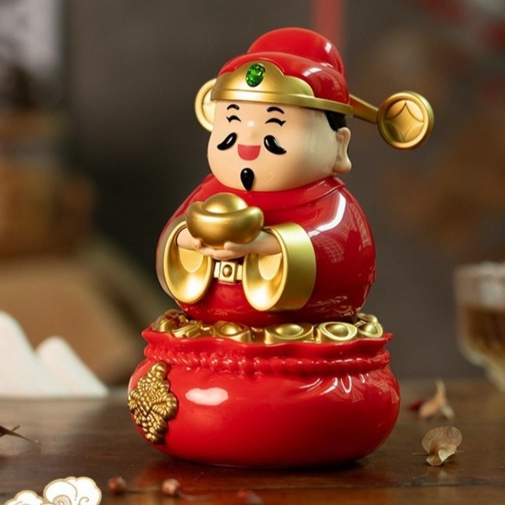 Chinese Style God Of Fortune Sculpture Auto Shaking God of Wealth Car Ornament  Home Decoration