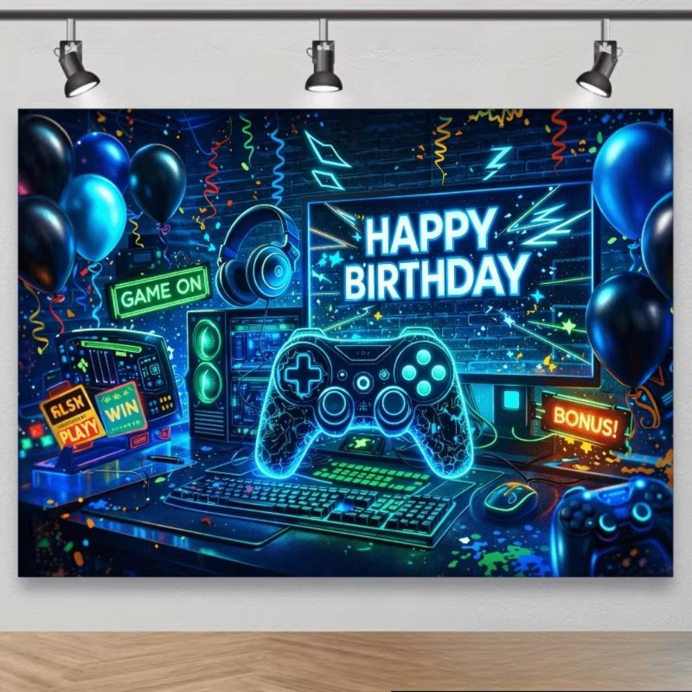 Game Controller Themed Banner Decoration Background Children's and Boys' Birthday Parties Home Decoration Photography Backdrop