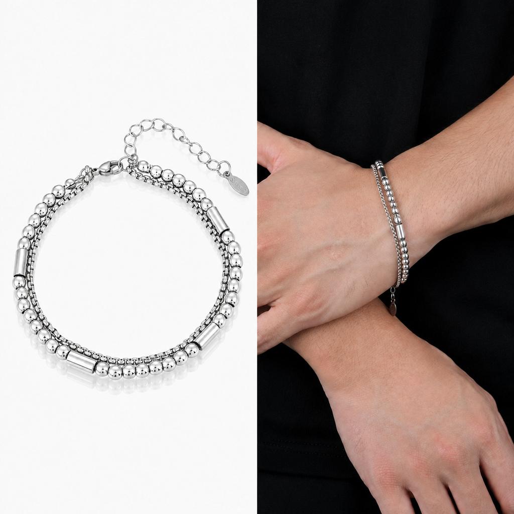 Men's bracelet - double-layer luxury high-end elegant hand accessory jewelry