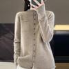 Женский кардиган из кашемира с круглым вырезом, кашемир Qinghe, 30% кашемира, 70% шерсти, зимний вязаный свитер, осенний свитер из кашемира