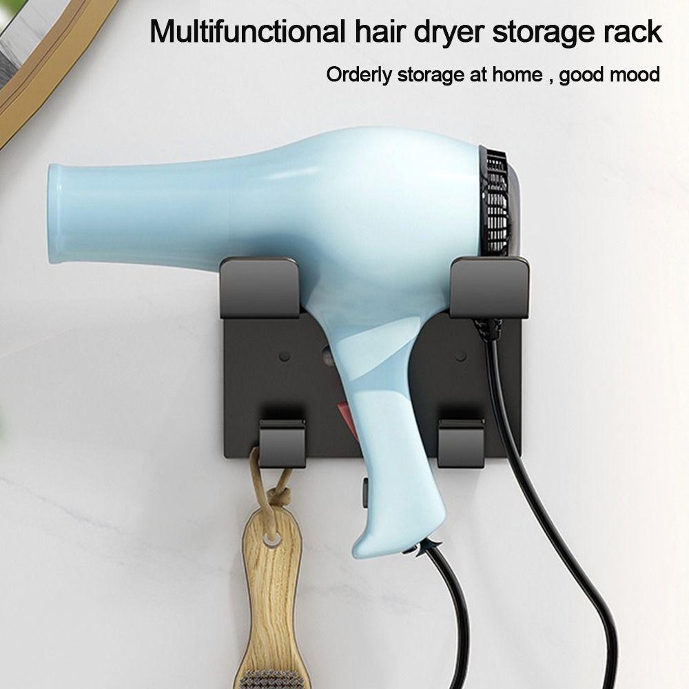 Wall-Mounted Hairdryer Support Rack Metal Bathroom Shelf Hair Dryer Holder  Washroom Stylist Tool