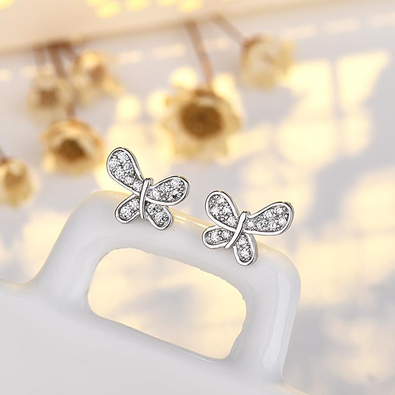 New 925 Sterling Silver High Quality Zircon Stud Earrings For Women Exquisite Student Girlfriend Jewelry Accessories WeddingGood product