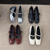 Small Inner Height Increase Leather Shoes Silver Mary Jane Shoes Women's Spring 2025 New French Round Head Light Mouth Single Shoes