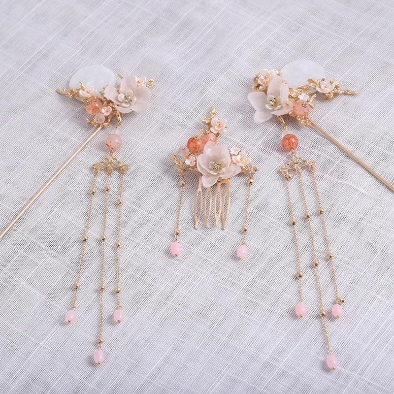 Chinese Style Ancient Style Accessories Crown Tassel Step Swaying Hairpin Ancient Costume Hairpin Fairy Aura Female Jewelry Set
