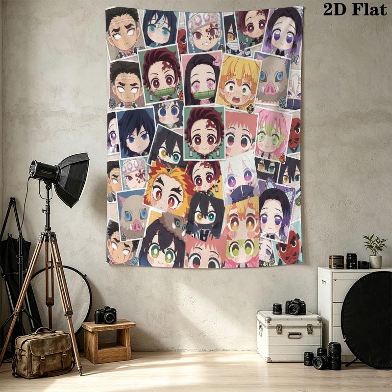 Demon Slayer Kimetsu No Yaiba Wall Tapestry Aesthetic Wall Hanging Printed Fabric Blanket Decorative Tapestries for Bedroom Living Room Home Decor
