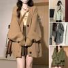 Women Sweater Coat V-Neck Long Sleeve Solid Color Knitting Coat with Large Pockets