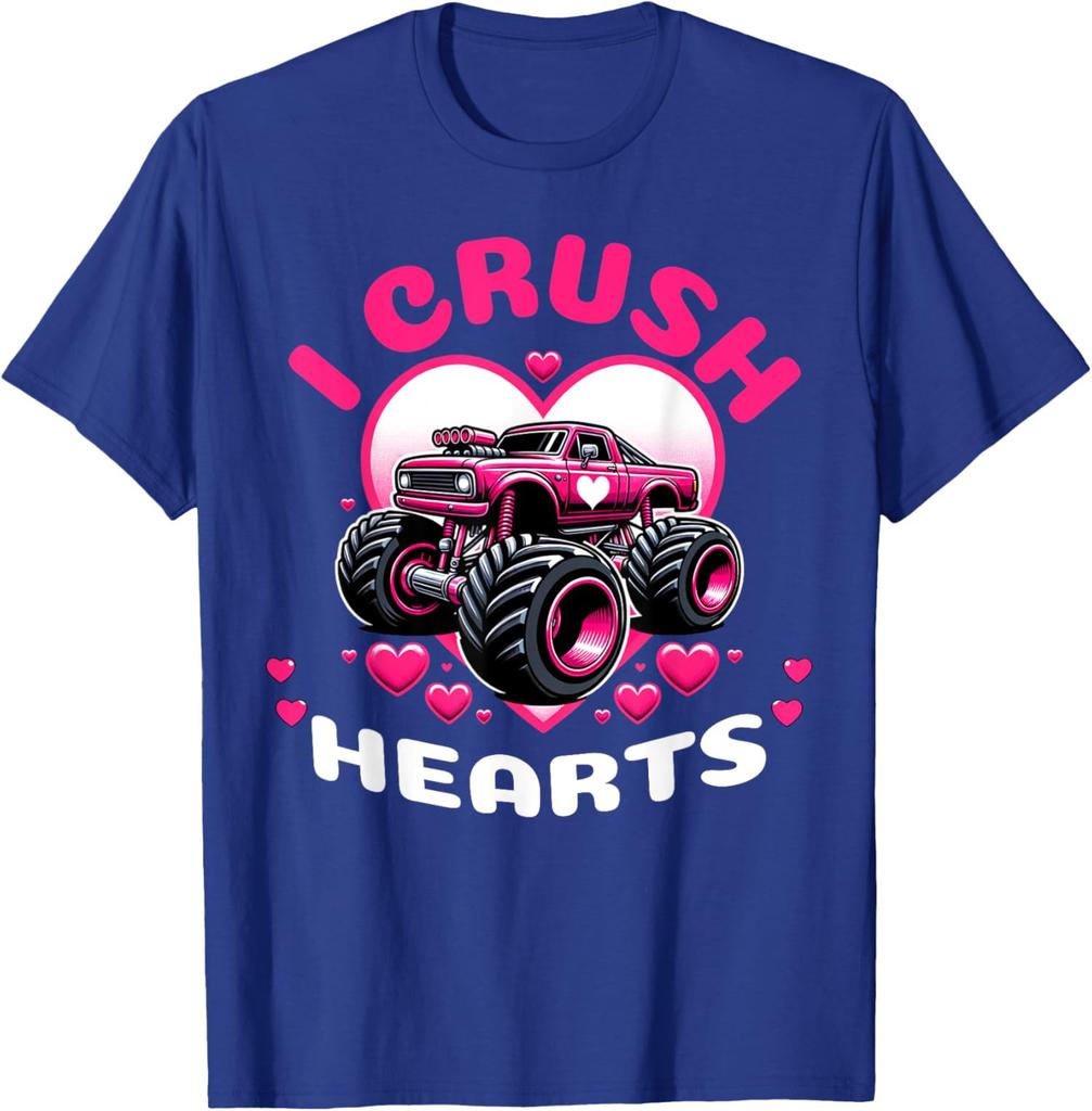 Cute Hearts Monster Truck Happy Valentines Day Love Unisex T-Shirt