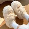 Fashion Women's Cotton Slippers Cartoon Winter Couple Non-Slip Warm Indoor Home Slippers Plush Fluffy 2025 Comfortable Floor Slippers