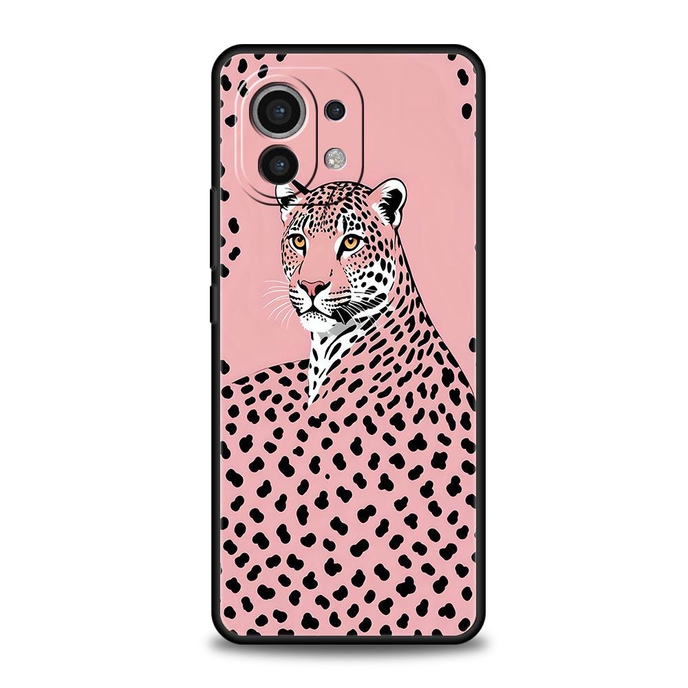 Чехол для телефона Xiaomi Mi 15 14 13 12 11 Lite 14T 13T 12T 11T Pro Poco X7 X6 X5 X3 Pro F6 F5 F4 Чехол с узором в виде розового леопарда