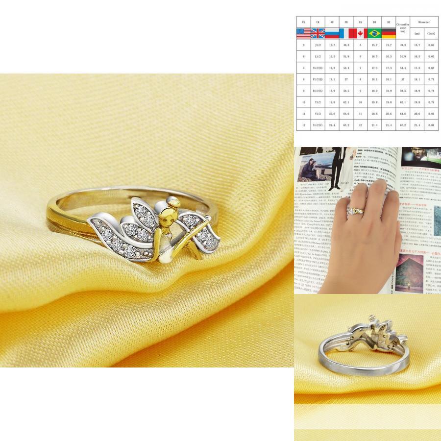 Crystal Cute Women Ring Flower Fairy Nymph Princess Angel Finger Ring Jewelry Gift For Girl Crystal Ring