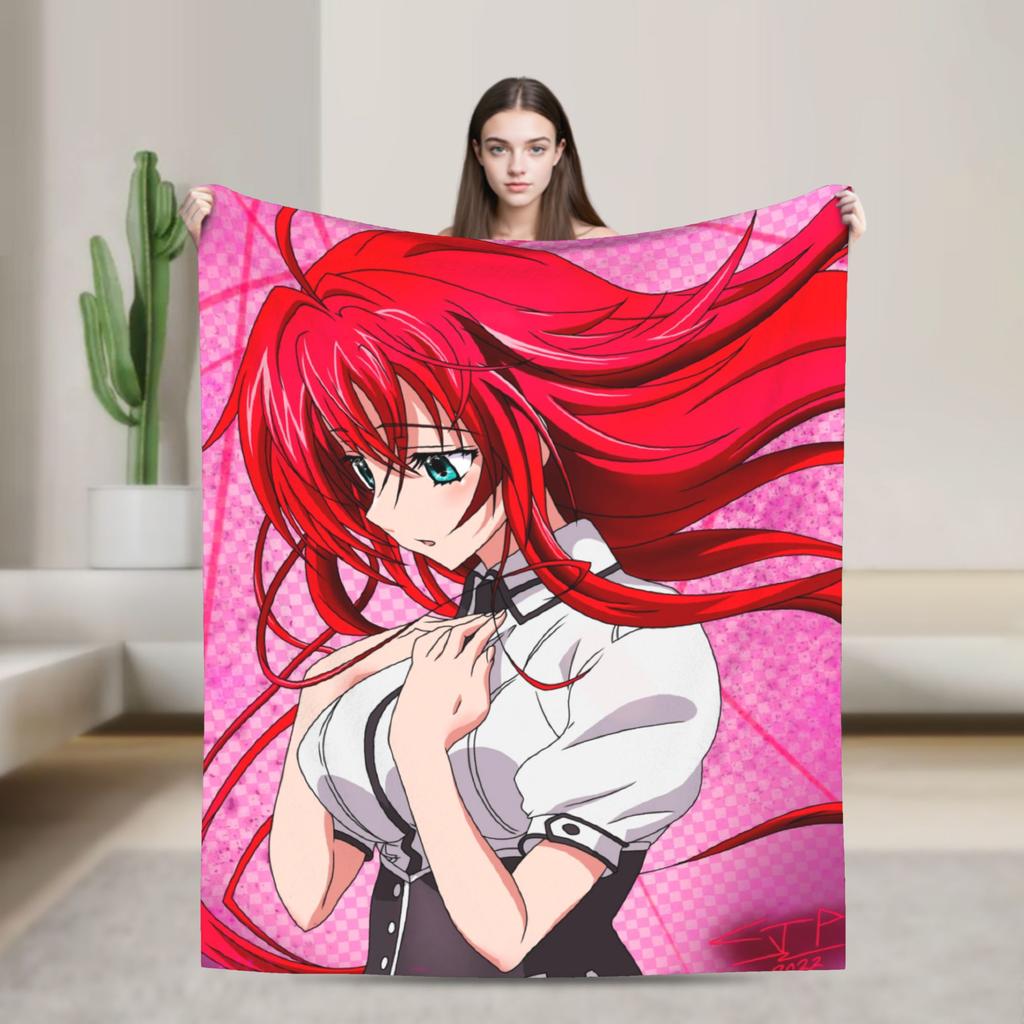 High School DxD Flannel Blanket Anime Super Warm Throw Blanket for Living Room Decorative Funny Bedspread Sofa Bed Cover