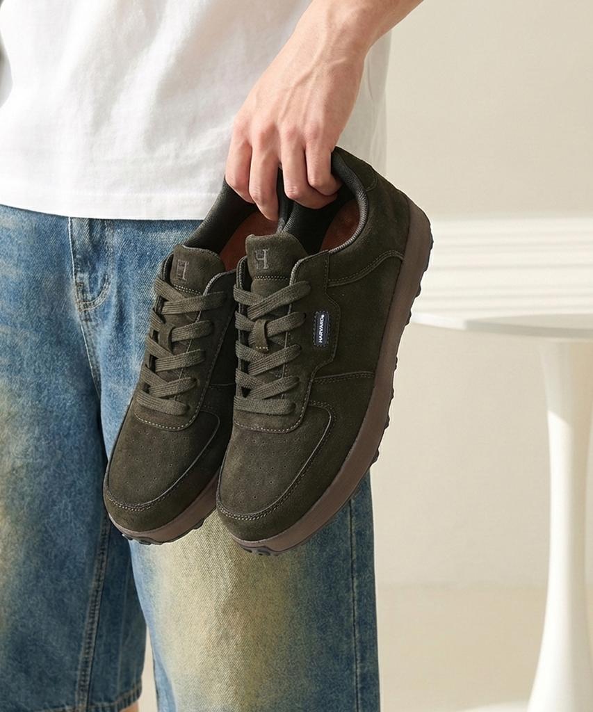 Кроссовки Harvard Shoes Bagel из замши, цвет хаки