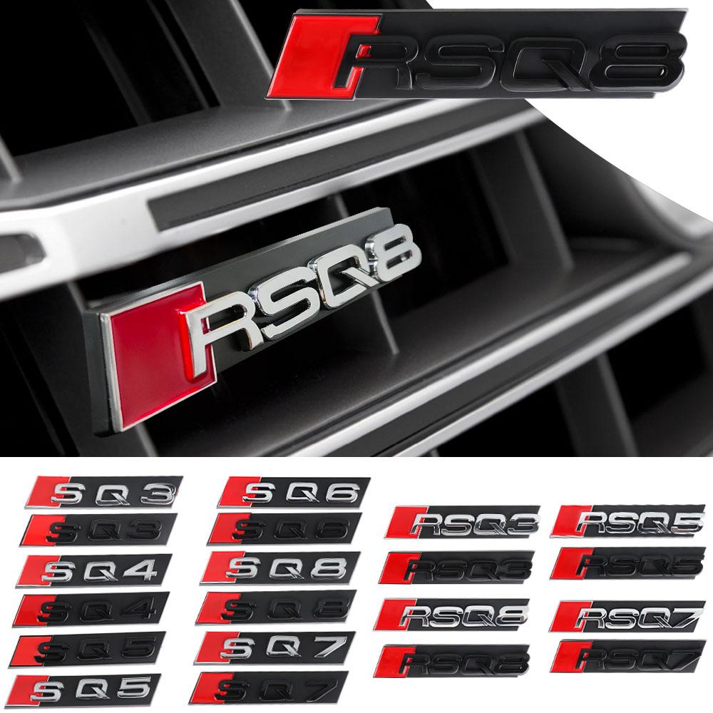 Для Audi SQ3 SQ4 SQ5 SQ6 SQ7 RSQ3 RSQ4 RSQ5 RSQ6 RSQ7 RSQ8 Авто Стайлинг 3D Хром Черный Значок Передняя Решетка Капота Эмблема Декорация