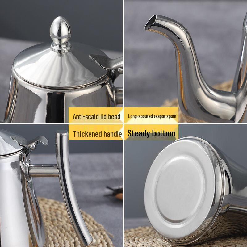 Stainless Steel European-Style Non-Magnetic Kettle Teapot with Filter – Universal for Household, Hotel, and Induction Cookers.