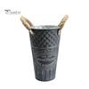 Retro Style Metal Flower Pot Vintage Buckets, Rustic Vases with Handles, Floral Containers, Wide Balcony Arrangement Holder Mouth Plant Display
