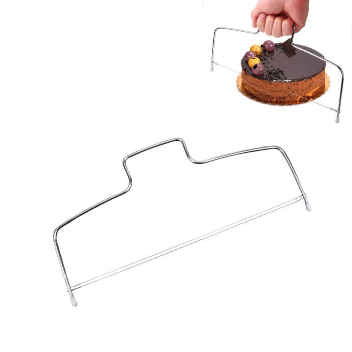Coupe-Gâteau Inox Argent Réglable Double - Lissoir Layer Cake - Pâtisserie QIEDOVIEY